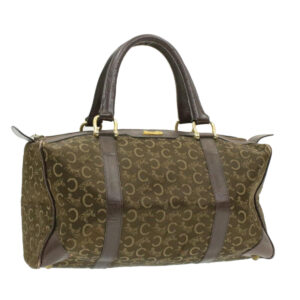 CELINE C Macadam Horse Carriage Canvas Hand Bag Brown  ar2957
