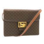 CELINE Horse Carriage Macadam Canvas Shoulder Bag Brown  ar6197