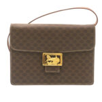 CELINE Horse Carriage Macadam Canvas Shoulder Bag Brown  ar6197
