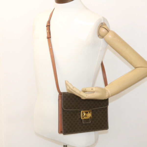 CELINE Horse Carriage Macadam Canvas Shoulder Bag Brown  ar6197