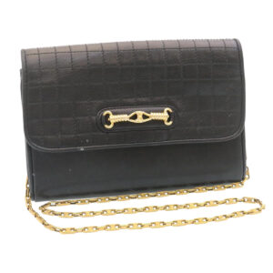 CELINE Chain Shoulder Bag Leather Black  ar6324