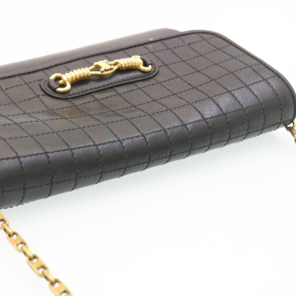 CELINE Chain Shoulder Bag Leather Black  ar6324