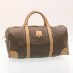 CELINE Macadam Canvas Hand Bag Boston Bag 2Set Brown Beige  ar6340