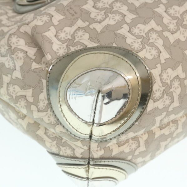 CELINE Horse Carriage Hand Bag PVC Leather Gray  ar6608