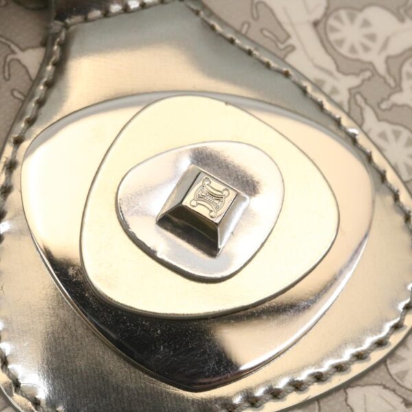 CELINE Horse Carriage Hand Bag PVC Leather Gray  ar6608