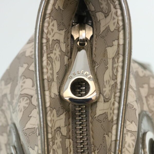 CELINE Horse Carriage Hand Bag PVC Leather Gray  ar6608
