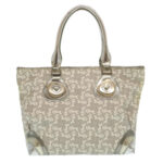 CELINE Horse Carriage Hand Bag PVC Leather Gray  ar6608