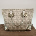 CELINE Horse Carriage Hand Bag PVC Leather Gray  ar6608
