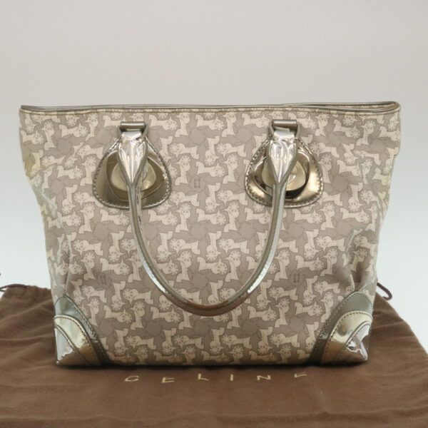 CELINE Horse Carriage Hand Bag PVC Leather Gray  ar6608