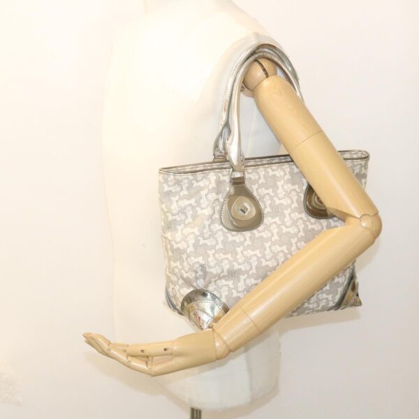 CELINE Horse Carriage Hand Bag PVC Leather Gray  ar6608