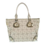 CELINE Horse Carriage Hand Bag PVC Leather Gray  ar6608
