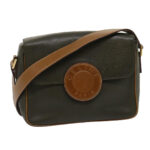 CELINE Shoulder Bag Leather Gray Brown  ar6880