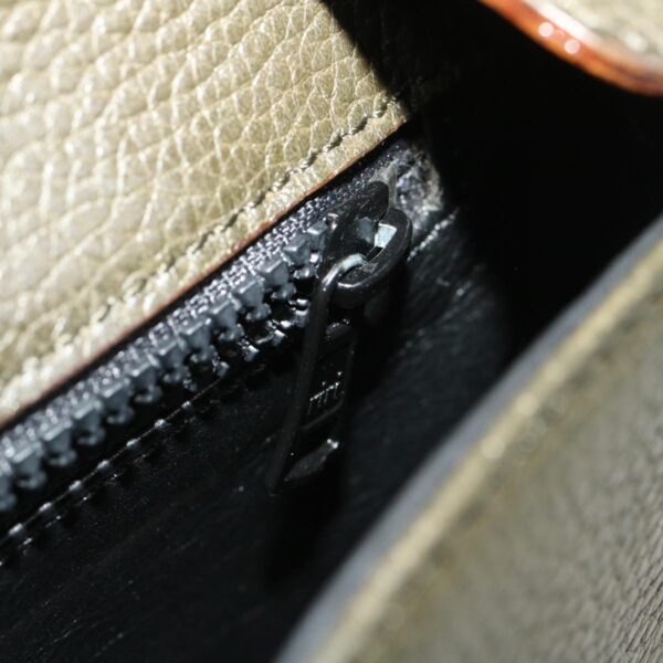 CELINE Shoulder Bag Leather Gray Brown  ar6880