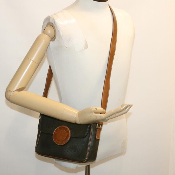 CELINE Shoulder Bag Leather Gray Brown  ar6880