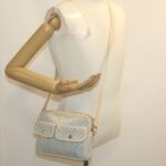 CELINE Macadam Canvas Shoulder Bag Light Blue  ar7070