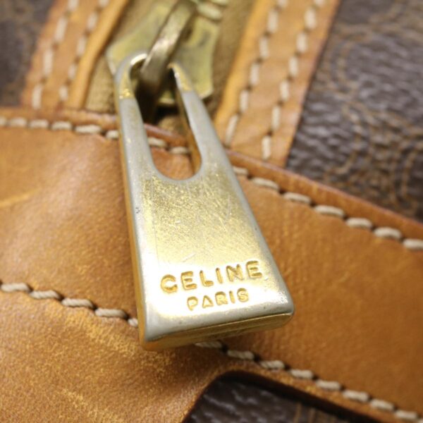 CELINE Macadam Canvas Hand Bag PVC Leather Brown  ar7121