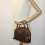 CELINE Macadam Canvas Hand Bag PVC Leather Brown  ar7121