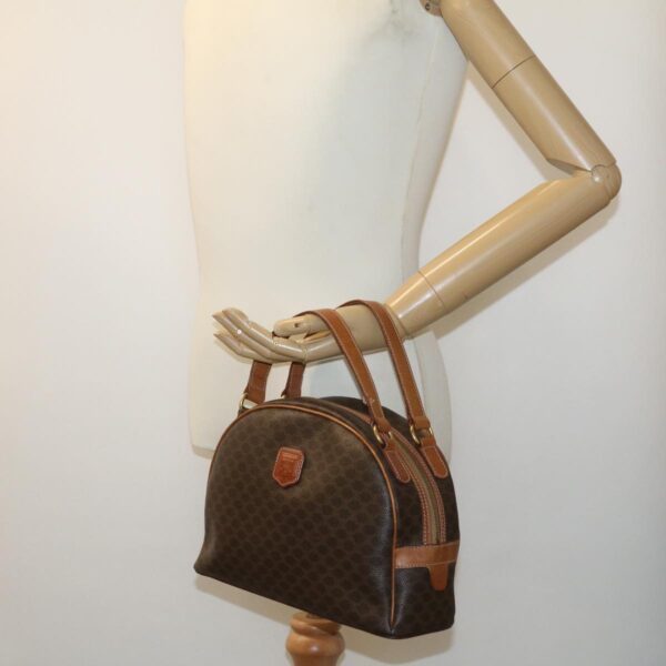 CELINE Macadam Canvas Hand Bag PVC Leather Brown  ar7121