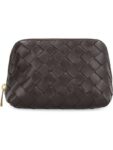 Bottega Veneta Intrecciato Leather Pouch Dark Brown