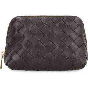 Bottega Veneta Intrecciato Leather Pouch Dark Brown