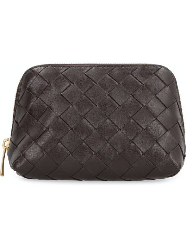 Bottega Veneta Intrecciato Leather Pouch Dark Brown