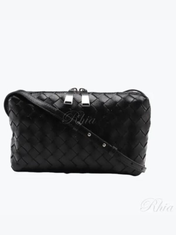 Bottega Veneta Intrecciato Leather Mini Cross Bag Black