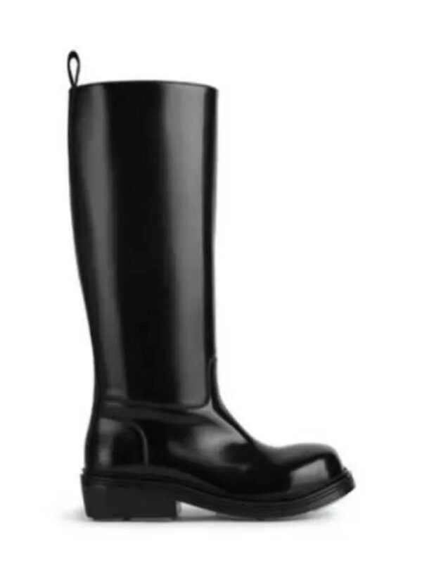 Bottega Veneta Fireman Leather Long Boots Black