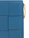 Bottega Veneta Cassette Zipper Bifold Half Wallet Blue