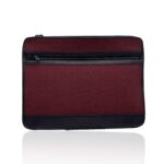 CHRISTIAN DIOR Vintage Burgundy Canvas And Black Leather Portfolio Bag