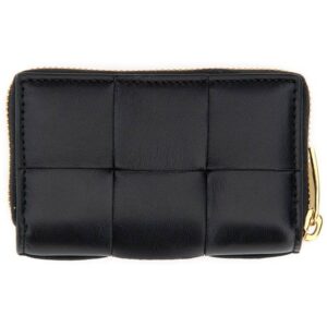 Bottega Veneta Cassette Accordion Zipper Bicycle Wallet Black
