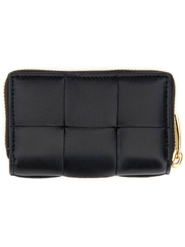 Bottega Veneta Cassette Accordion Zipper Bicycle Wallet Black