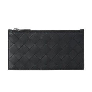 Bottega Veneta Intrecciato Zipper Card Wallet Black