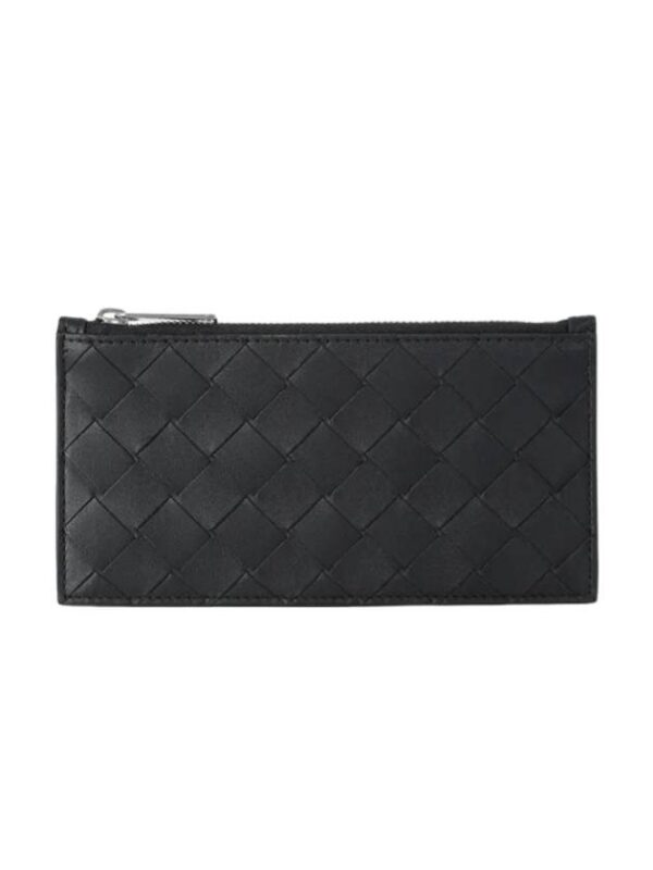 Bottega Veneta Intrecciato Zipper Card Wallet Black