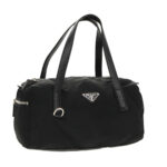 PRADA Hand Bag Nylon Black Silver  bs18963