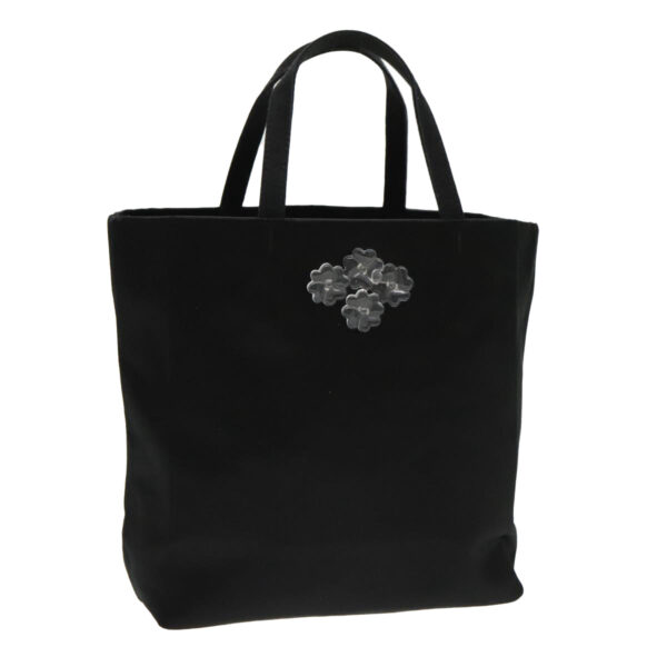 PRADA Hand Bag Satin Black Silver  bs18965