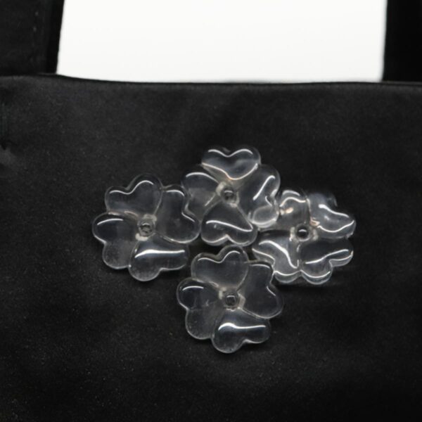 PRADA Hand Bag Satin Black Silver  bs18965