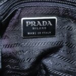 PRADA Hand Bag Satin Black Silver  bs18965