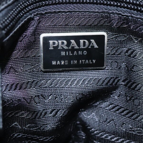 PRADA Hand Bag Satin Black Silver  bs18965