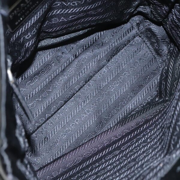 PRADA Hand Bag Satin Black Silver  bs18965