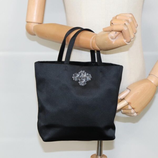 PRADA Hand Bag Satin Black Silver  bs18965