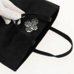 PRADA Hand Bag Satin Black Silver  bs18965