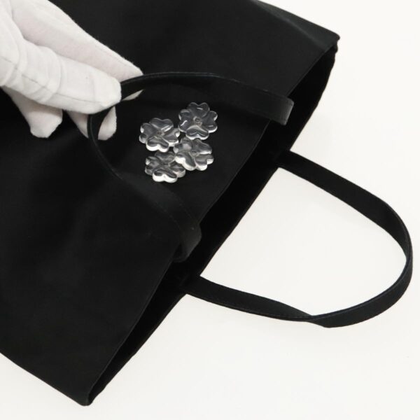 PRADA Hand Bag Satin Black Silver  bs18965