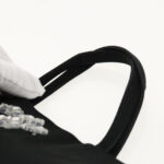 PRADA Hand Bag Satin Black Silver  bs18965