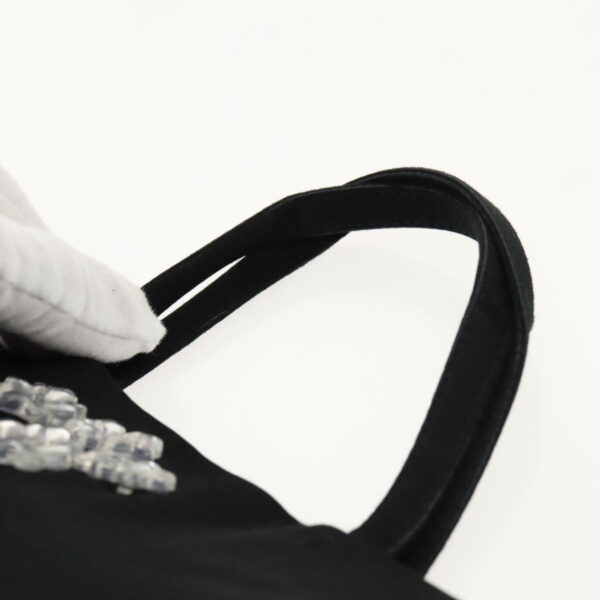 PRADA Hand Bag Satin Black Silver  bs18965