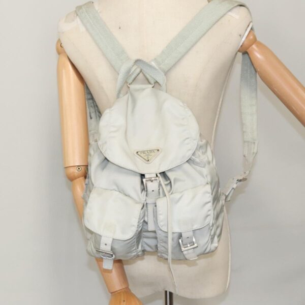 PRADA Backpack Nylon Gray Silver  bs18981