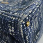 PRADA Canapa GM Hand Bag Canvas Blue Gold  bs18982