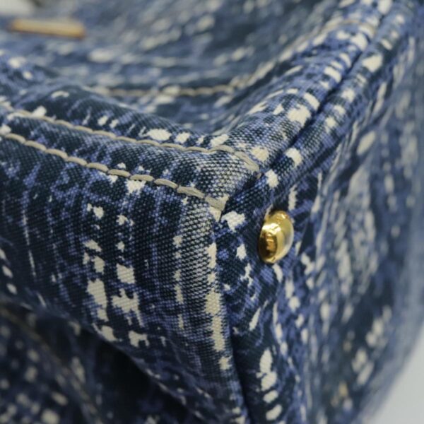 PRADA Canapa GM Hand Bag Canvas Blue Gold  bs18982