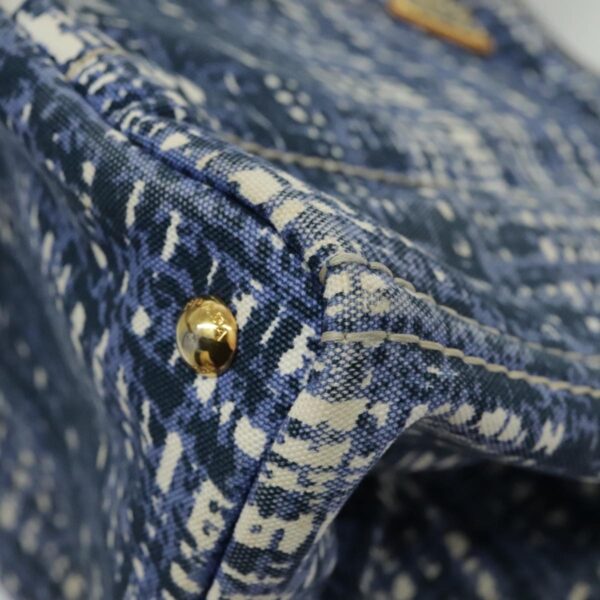 PRADA Canapa GM Hand Bag Canvas Blue Gold  bs18982