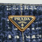 PRADA Canapa GM Hand Bag Canvas Blue Gold  bs18982