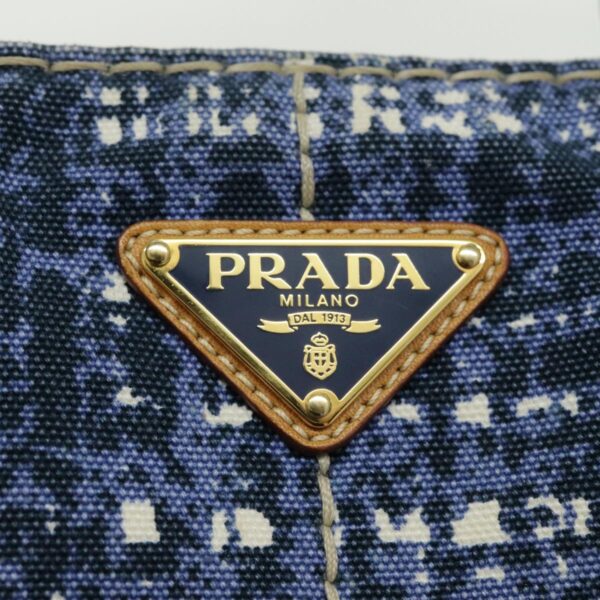 PRADA Canapa GM Hand Bag Canvas Blue Gold  bs18982